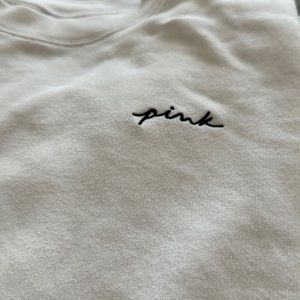 White + Gray PINK crew neck sweatshirt 🤍